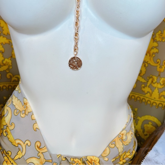 Gold plated coin hammered Y necklace layered chain ⭐️ adjustable - Picture 4 of 5